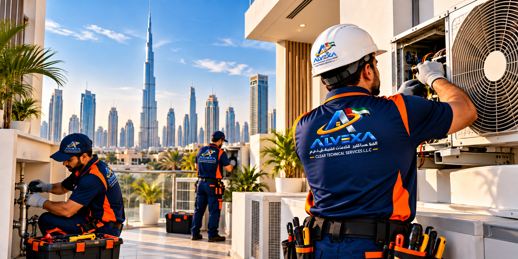 ALVEXA technical services team providing AC, plumbing and maintenance services in Dubai